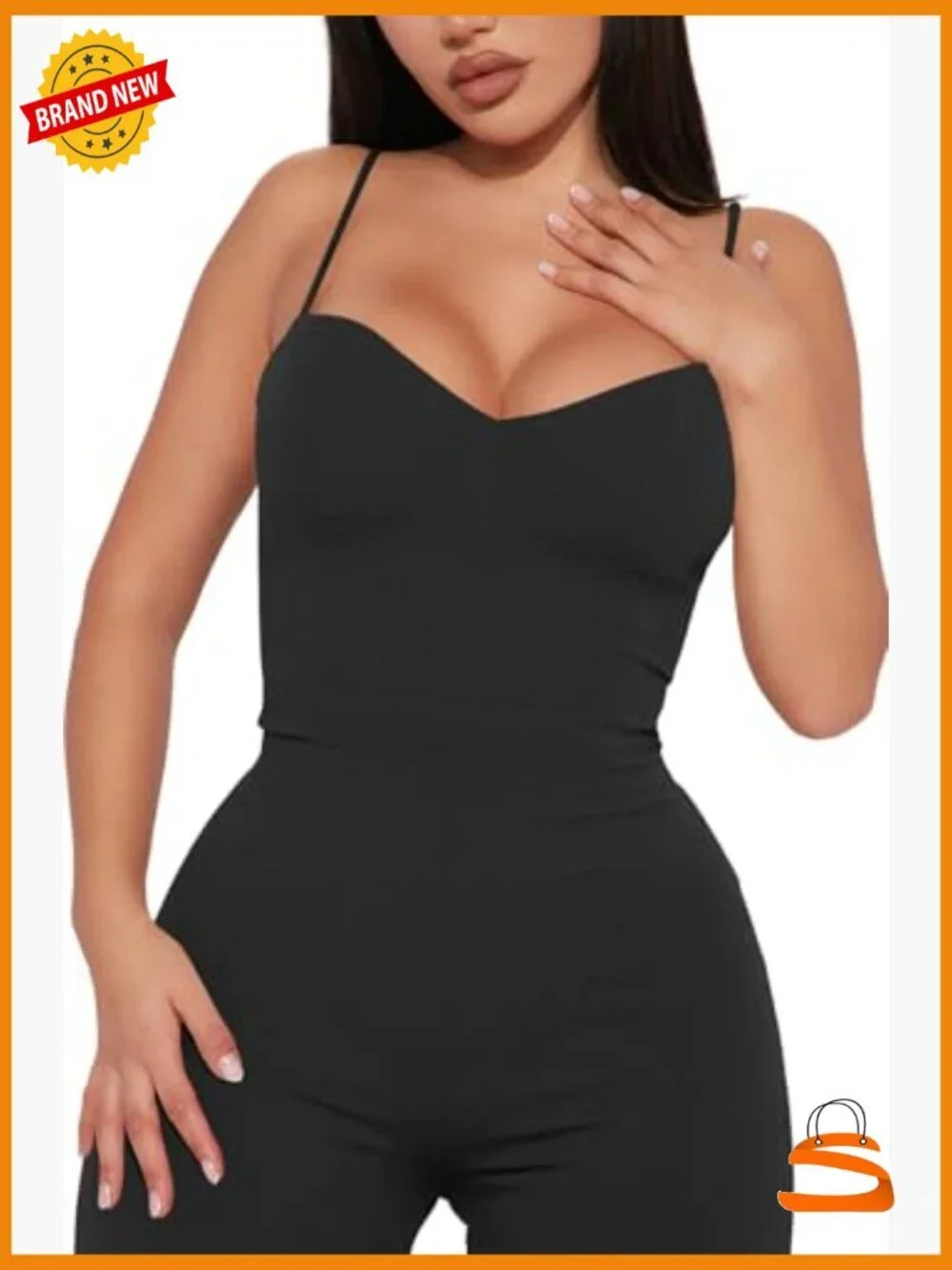 Sleeveless Spaghetti Strap Wide Leg Jumpsuit with Corset Bodice